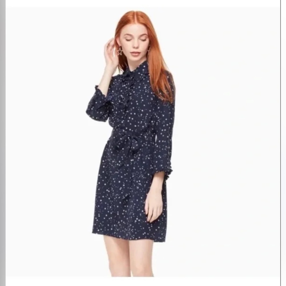 Kate Spade Midnight Blue Star Button Down Shirt Dress
